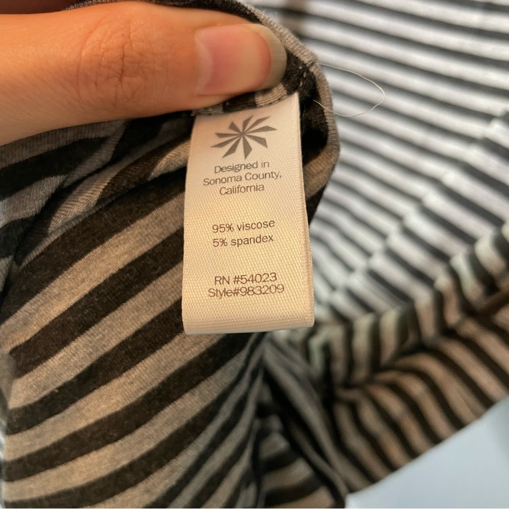 Athleta Black and gray striped ruched Midi Dress size small body con - Picture 7 of 10